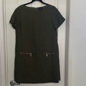 Banana Republic Olive Shift Dress with Front Zip Pockets